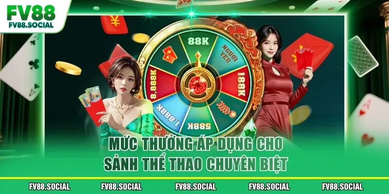Mức thưởng áp dụng cho sảnh thể thao chuyên biệt