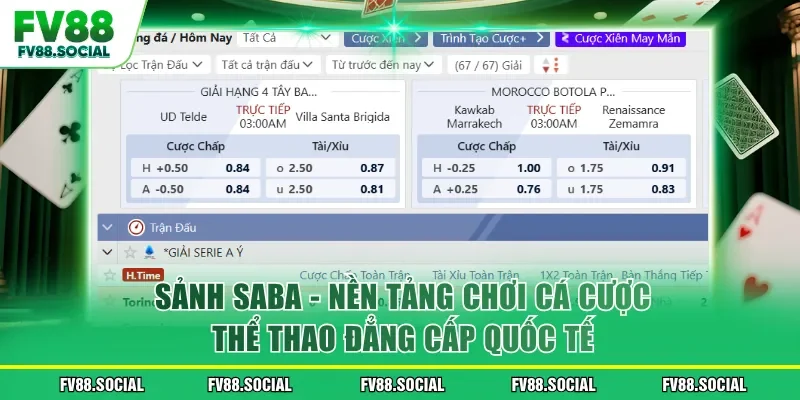 Sảnh Saba - Nền Tảng Chơi Cá Cược Thể Thao Đẳng Cấp Quốc Tế