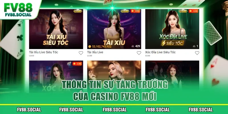 Thông tin sự tăng trưởng của casino FV88 mới